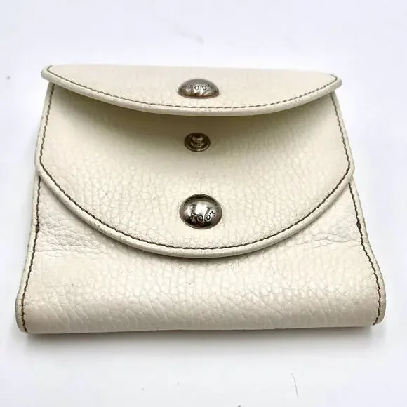 TOD'S vintage wallet white leather snap closure credit cards slots & pockets